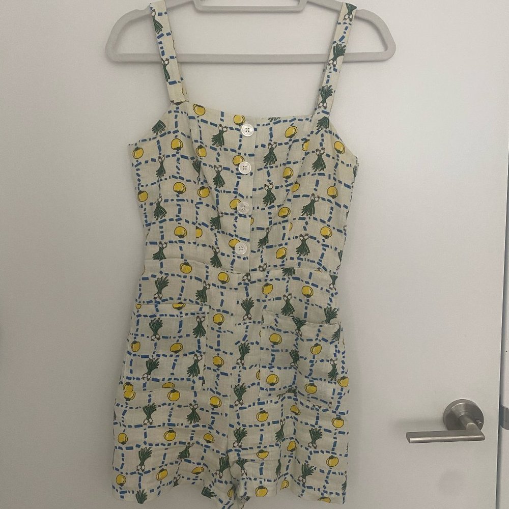 Staud Pomelo Romper - White/Veggie Print View 2